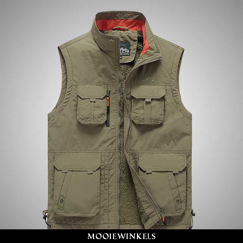 Gilet Heren Onderhemd Suede Outdoor Khaki