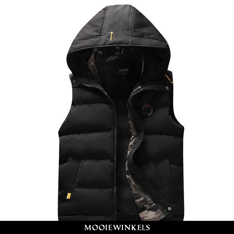 Gilet Heren Onderhemd Winter Zwart