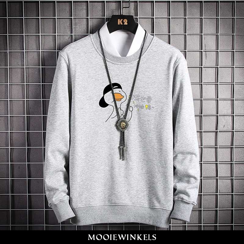 Hoodie Heren Lange Mouwen Geruite Grijs