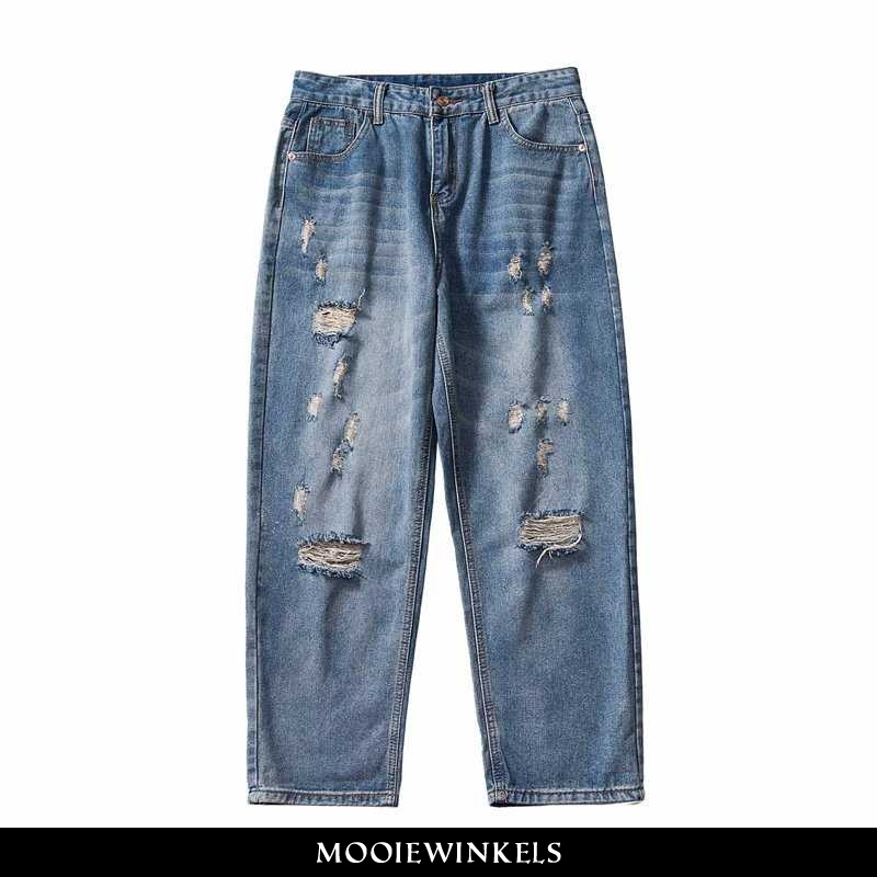 Jeans Heren Baggy Mannen Blauwe