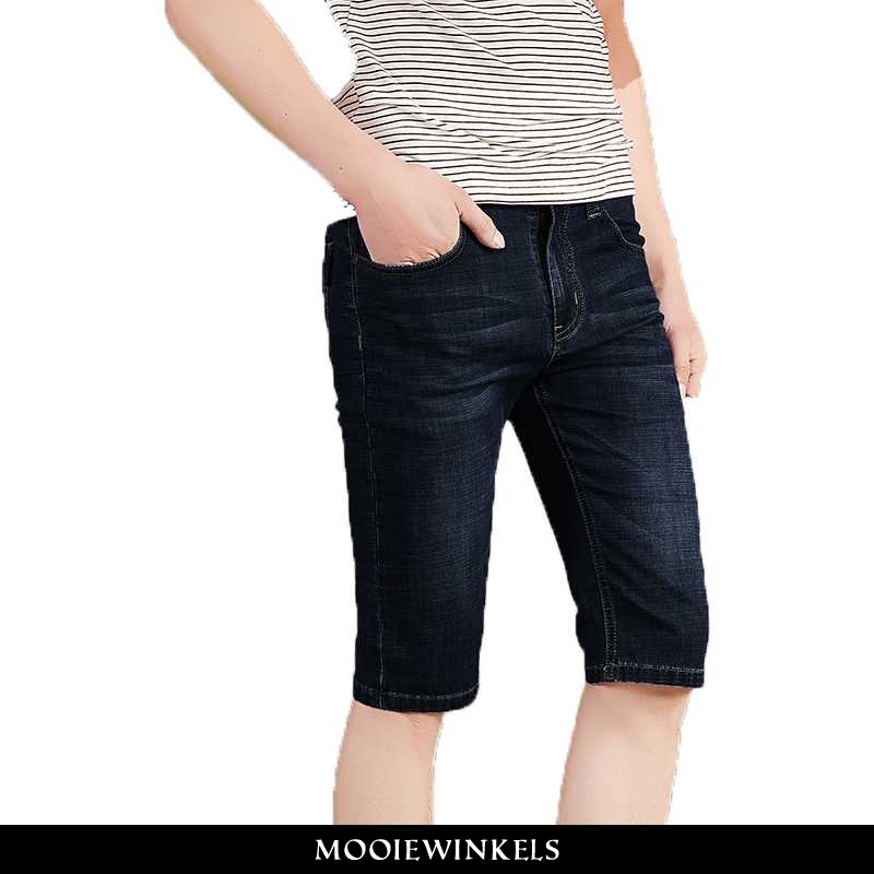 Jeans Heren Korte Broek Denim Stretch Jeugd