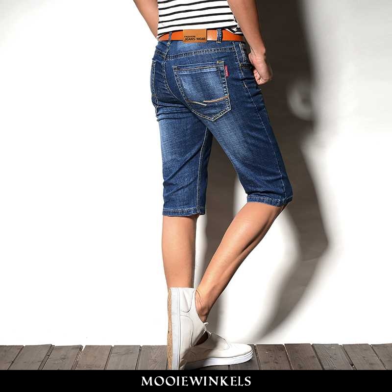 Jeans Heren Korte Broek Denim Zomer Donkerblauw