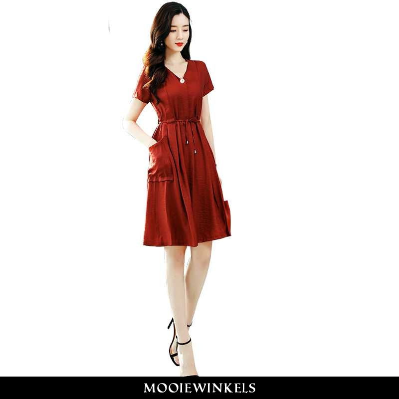 Jurk Dames Trendy Gemiddelde Bordeaux