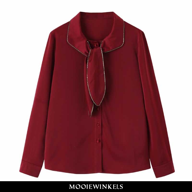 Overhemden Dames Blouse Overhemd Lange Mouwen Rood