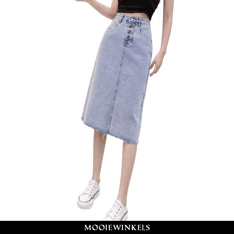 Rok Dames Denim Hoge Taille Blauw