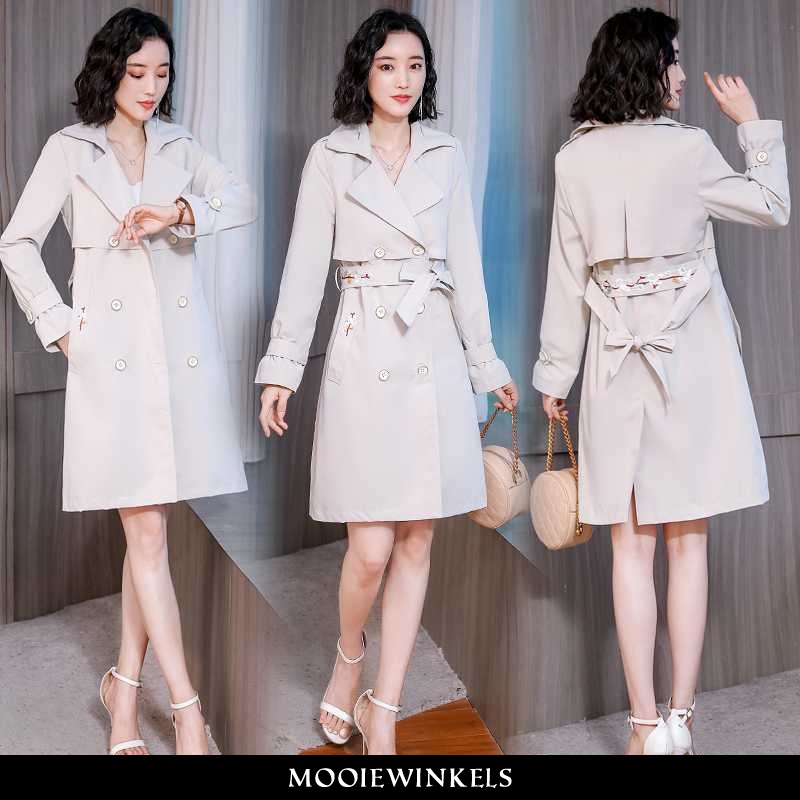 Trenchcoat Dames Straight Alle Wedstrijden Beige