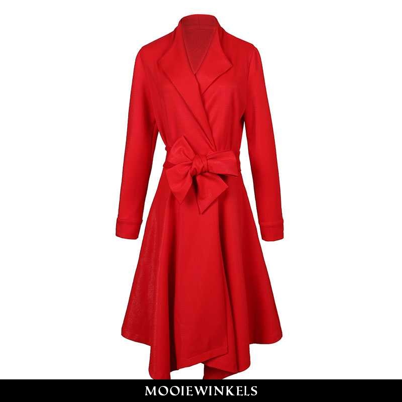 Wollen Jas Dames Overjas Elegante Rood